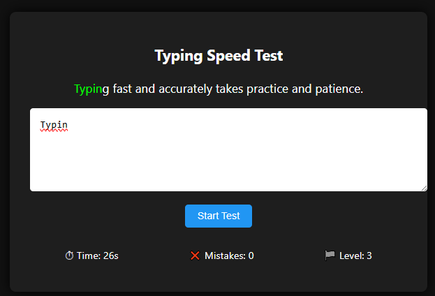 Typing speed test app